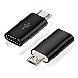 USB C Adapter, BabyElf Type C Female to Micro USB Male Convert Connector Support Charge & Data Sync Compatible with Galaxy S7/S7 Edge, Nexus 5/6 and Micro USB Devices (Pack of 2, Black)