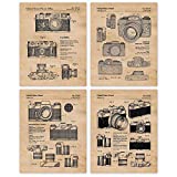 Vintage Classic M3 R4 Camera Patent Prints, Set of 4 (8x10) Unframed Photos, Wall Art Decor Gifts Under 20 for Home Office Man Cave Studio Lab College Student Teacher Leica Rollei Photography Fan