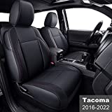 LUCKYMAN CLUB Tacoma Custom Fit Seat Covers for 2016-2022 Tacoma Crew Cab with Faux Leather (Black & Red)