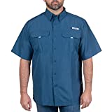 HABIT Men’s Fourche Mountain Short Sleeve River Guide Fishing Shirt, Ensign Blue, Extra Large
