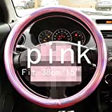 Universal Summer of Colorful Glossy Leather Steering Wheel Cover Automotive Interior Car Accessories (Pink)