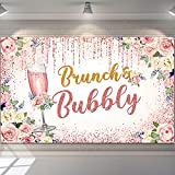 Brunch and Bubbly Bridal Rose Gold Shower Party Backdrop Pink Champagne Background Brunch Photography Backdrop Brunch Bubbly Backdrop for Wedding Bachelorette Party Supplies, Photo Booth Props Decor