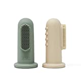 mushie Baby Finger Toothbrush (Cambridge Blue/Shifting Sand) 2-Pack