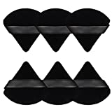 Pimoys 6 Pieces Pure Cotton Powder Puff Face Soft Triangle Wedge Makeup Puffs for Loose Powder Mineral Powder Body Powder Cotton Velour Cosmetic Foundation Sponge Makeup Tool(Black)