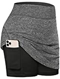 Fulbelle Golf Skirt, Summer Athletic Tennis Skorts Skirts for Women with Pockets High Waisted Cute Running Skirts for Women with Shorts Grey Medium