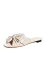 Loeffler Randall Women's Daphne Pleated Bow Slides, Platinum Lame, Metallic, Gold, 8 Medium US