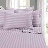 Elegant Comfort Best, Softest, Coziest 6-Piece Sheet Sets! - 1500 Thread Count Egyptian Quality Luxurious Wrinkle Resistant 6-Piece Damask Stripe Bed Sheet Set, King Lavender/Lilac