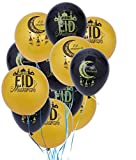 BinaryABC Eid Mubarak Latex Balloons,Eid Islamic Decoration Ornament,12-inch,12Pcs