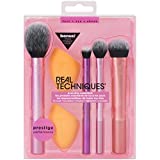 Real Techniques Makeup Brush Set with 2 Sponge Blenders for Eyeshadow, Foundation, Blush, and Concealer, 6 Piece Makeup Brush Set