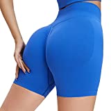 JN JANPRINT Workout Biker Shorts for Women Seamless Scrunch Gym Yoga Active Tummy Control Intensify Running Amplify Shorts Blue