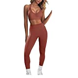 Seamless Workout Sets for Women Cross Strap Sport Bra Curved Waist Yoga Leggings Sets 2 Piece Gym Exercise Outfits