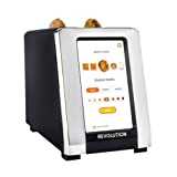 Revolution InstaGLO R180B  NEW. 2-Slice, matte black/chrome touchscreen toaster with high-speed smart settings for perfectly toasted breads. Plus, now with PANINI MODE for use with Revolution Panini Press. Make crispy, melty sandwiches and quesadillas in your toaster!