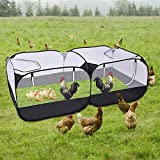 TACY Small Pet Animals Playpen, Cage Tent Enclosure Large Chicken Run Coop with Breathable Transparent Mesh Walls Pop Open Indoor Outdoor Exercise Yard Fence for Chicks and Ducklings. (Black)