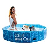 ALL FOR PAWS Dog Pool,Dog Pools for Large Dogs 120cm,High Density Fiberboard Foldable Dog Pool,Indoor & Outdoor Pool for Dogs and Kids