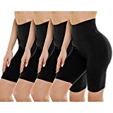 GAYHAY 4 Pack Biker Shorts for Women - 8 High Waist Yoga Running Athletic Workout Shorts (Plus Size, Black/Black/Black/Black)