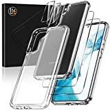 [5-in-1] LK for Samsung Galaxy S22 Plus Case, 2 Pack Tempered Glass Screen Protector+2 Packs Lens Protector,Matte-Finish, All-Round Protection, Shockproof, Anti-Scratches Kit for Galaxy S22 + 5G