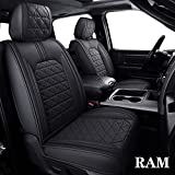 YIERTAI Dodge RAM Seat Covers Fit for 2009-2022 1500 HD 2010-2022 2500/3500HD Truck Full Set Crew Double Cab Quad Cab Waterproof Faux Leather Seat Covers(5 PCS Full Set/Black)