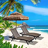 Outdoor Wicker Chaise Lounge Set of 2 - Aluminum Patio Lounge Chairs with Adjustable Backrest,Wheels,Padded Quick Dry Foam for Poolside,Beach by domi outdoor living