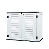 KINYING Outdoor Storage Shed - Horizontal Storage Box Waterproof for Garden, Patios, Backyards, Multi-Opening Door for Easy Storage of Bike, Garbage Cans, Tools, Lawn Mower, Off-White, 26 Cubic Feet