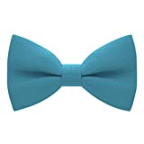 Men's Classic Pre-Tied Bow Tie Formal Solid Tuxedo, by Bow Tie House (Large, Avalon Teal)