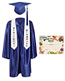 GraduationMall Preschool Graduation Cap Gown Stole Package with 2022 Tassel, Certificate Royal Small 27(3'6"-3'8")