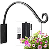 Qiang Ni Plant Hanger Bracket  Hand-Forged Heavy Duty Plant Hooks (16"/Black) Durable and Stable Outdoor Plant Hanger Hanging Plant Bracket