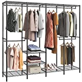 VIPEK V40 Wire Garment Rack Heavy Duty Clothes Rack for Hanging Clothes, Multi-Functional Bedroom Clothing Rack Freestanding Closet Wardrobe Rack, 76" L x 15.7" W x 75.6" H, Max Load 900lbs, Black