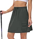 Cakulo Women's Golf Athletic Cargo Skirts Skorts Plus Size Lightweight Water Resistant Outdoor Hikes Tennis Fishing Travel Skirts with Pockets Shorts Knee Length Grey 2XL