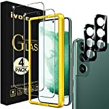 ivoler [2+2 Pack Tempered Glass Screen Protector for Samsung Galaxy S22 5G 6.1'' 2022 [2 Pack] [Not Fit Galaxy S22Plus&S22 Ultra ] with [2 Pack] Camera Lens Protector with Alignment Frame Clear