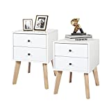 TaoHFE White Nightstands Bedroom Set of 2 White Modern Beside Table with 2 Drawers Modern Nightstand for Bedroom/Living Room/Office
