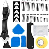 6 in 1 Silicone Caulking Tools 14Pcs Caulk Nozzle Applicator Finisher Kit Sealant Finishing Tool Grout Scraper Reusable Caulking Tool for Kitchen Bathroom Window