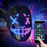 Led Mask with Rechargeable Bluetooth App Controlled, Customizable Shining Mask, LED Lighted Face Transforming Mask