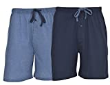 Hanes Men's 2-Pack Cotton Drawstring Knit Shorts Waistband & Pockets, Blue/Navy, Small