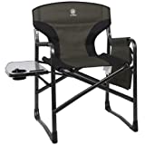 EVER ADVANCED Lightweight Folding Directors Chairs Outdoor, Aluminum Camping Chair with Side Table and Storage Pouch, Heavy Duty Supports 350LBS (Green/Black)