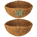 Y&M 2pcs 16 Round Coconut Fiber Liner, 16'' Coco Liner Pre-Formed Replacement for Wall Hanging Planter Basket