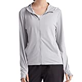 UBFEN Women's Sun Protection Hoodie Jacket Full Zip UPF 50+ Long Sleeve Sun Shirt Hiking Outdoor Performance with Pockets Gray