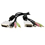 StarTech.com 4-in-1 Cable for KVMs with Dual Link DVI and USB - Audio & Microphone Cables Built-in - 6ft (2m) (DVID4N1USB6) Black