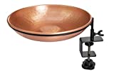 Monarch Abode Pure Copper Deck Mounted Bird Bath, Hand-Hammered Detachable Bird Feeder, Bath, & Bowl with Iron Clamp, Decor for Garden, Backyard, Patio, & Deck