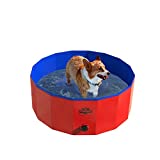 Portable Pool for Dogs  30.5-inch Diameter Foldable Pool with Carrying Bag  Small Pet Pool with Drain for Bathing or Play by PETMAKER (Red)