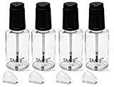 SMFE 20ml Plastic Empty Refillable Nail Polish Touch Up Bottle with Mixing Marble, Conservation Insert and Brush Top, Pack of 4