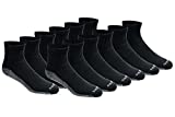 Dickies Men's Dri-tech Moisture Control Quarter Socks Multipack, Black (12 Pairs), Shoe Size: 6-12