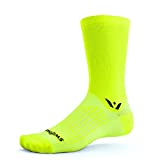 Swiftwick- ASPIRE SEVEN Cycling Socks, Firm Compression Fit, Tall Crew (Hi-Viz Yellow, Large)