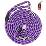 Codepets Long Rope Dog Leash for Dog Training 12FT 20FT 30FT 50FT, Reflective Threads Dog Cat Leashes Tie-Out Check Cord Recall Training Agility Lead for Large Medium Small Dogs (10mm12ft, Purple)