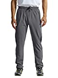 TBMPOY Men's Outdoor Hiking Pants Quick Dry Lightweight Mountain Running Active Jogger Pants Zipper Pockets Dark Gray L