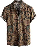 VATPAVE Mens Casual Hawaiian Shirts Short Sleeve Button Down Beach Shirts Tropical Floral Shirts 3X-Large Brown