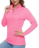 TACVASEN Women's Breathable Long Sleeve Travel Top UV Sun Protection Summer Outdoor Shirts Rose red, M