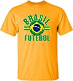 Go All Out X-Large Gold Adult Brasil Futebol Brazil Football Soccer Futbol T-Shirt