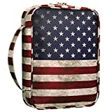 FINPAC Bible Cover, Carrying Book Case Church Bag Bible Protective with Handle and Zippered Pocket, Perfect Gift for Men Women Father Kids (US Flag)