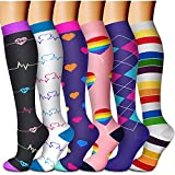 CHARMKING Compression Socks for Women & Men Circulation 6 Pairs 15-20 mmHg is BEST Graduated for Nurses, Support, Athletics, Cycling, Running, Flight Travel, Pregnancy Boost Performance(Multi 20,L/XL)