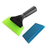 5 Inch Shower Squeegee, Window Tint Squeegee for Car, RV, Windshield, Bathroom, Glass, Mirror, 1 Non-Slip Rubber Squeegee+1 Spare Water Blade